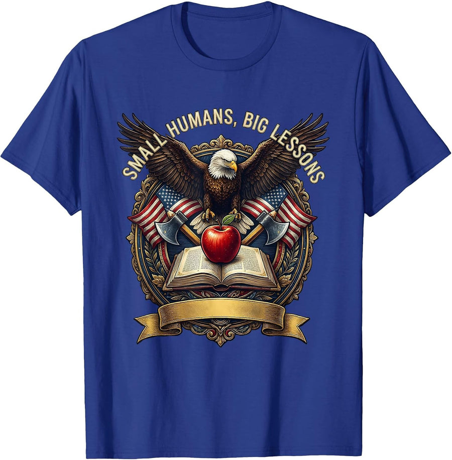 Small Humans Big Lessons 5th Grade Teacher T-Shirt - Royal Blue