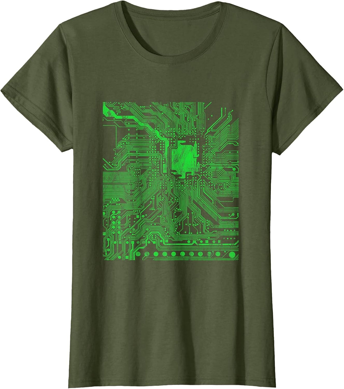 Computer Chip Motherboard CPU Heart Programmer Nerd T-Shirt T-Shirt - Olive Green