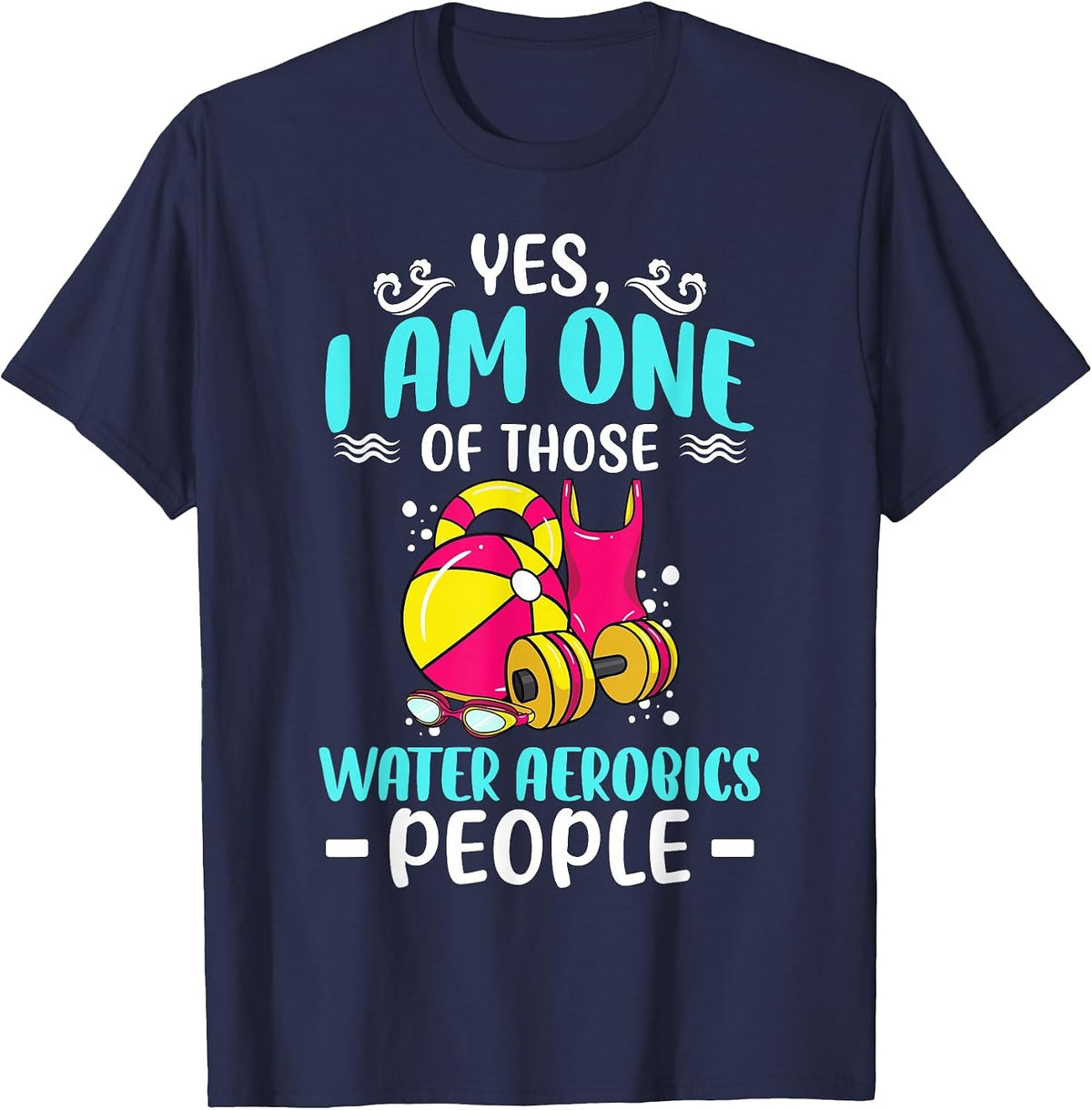Water Aerobics Swimming Pool Workout Exercise T-Shirt - Navy Blue