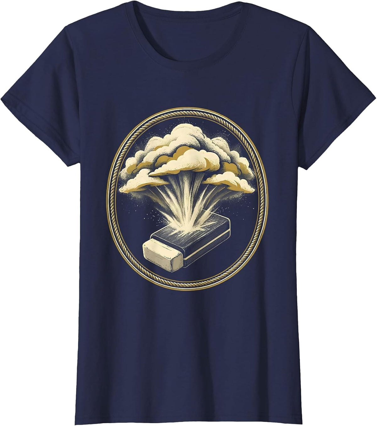 Women's 4th Grade Teacher Chalkboard Eraser Dust Design T-Shirt - Navy Blue