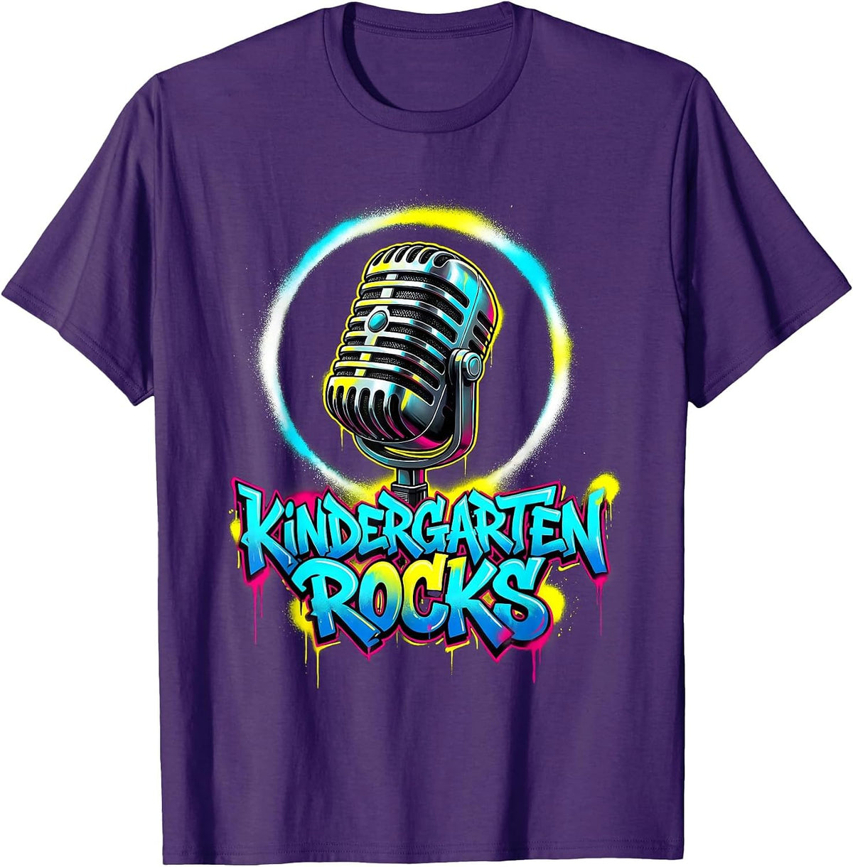 Men's Kindergarten Rocks Graffiti Back to School Teacher Kids T-Shirt - Purple