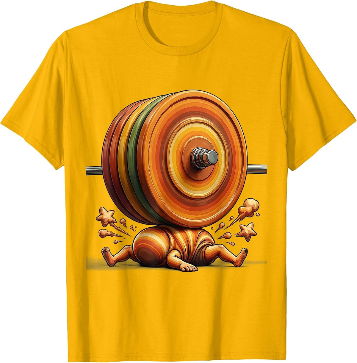 Funny Gym Tiny Person Crushed By Weights T-Shirt - Golden Yellow