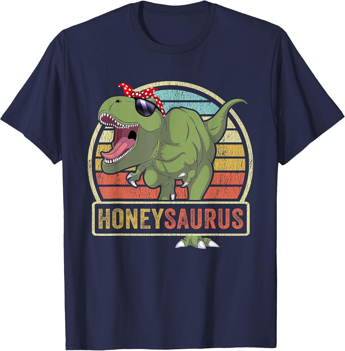 Honeysaurus Dinosaur Honey Saurus Family Matching T-Shirt - Navy Blue