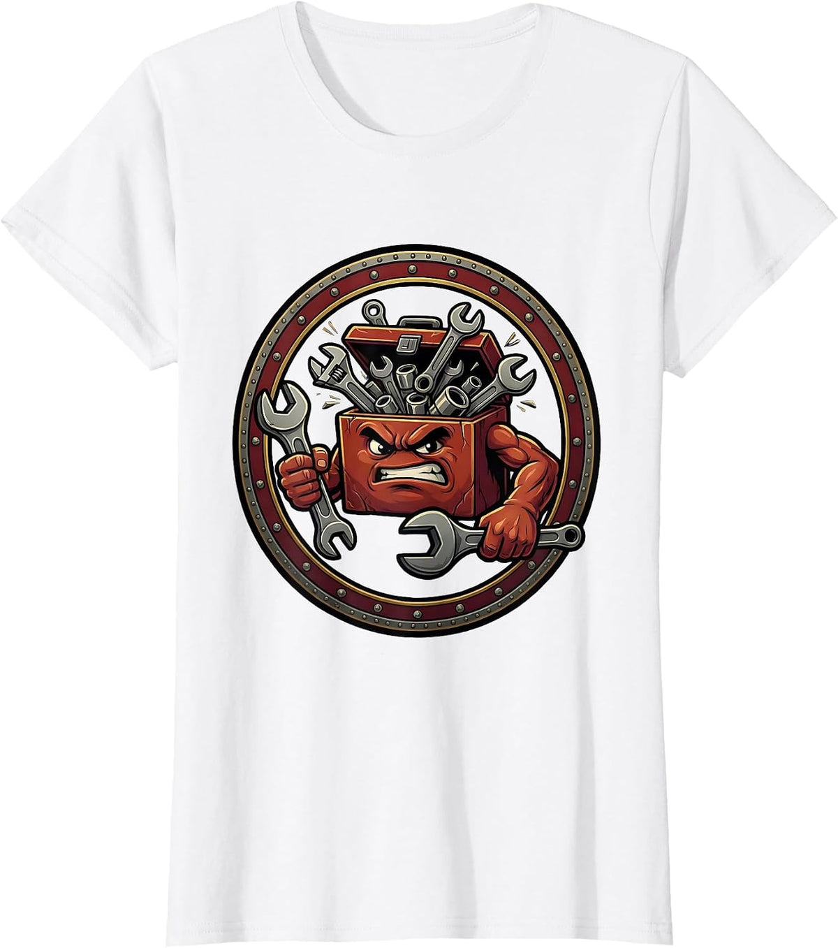 Women's Overflowing Toolbox Wrenches and Ratchets Graphic T-Shirt - White