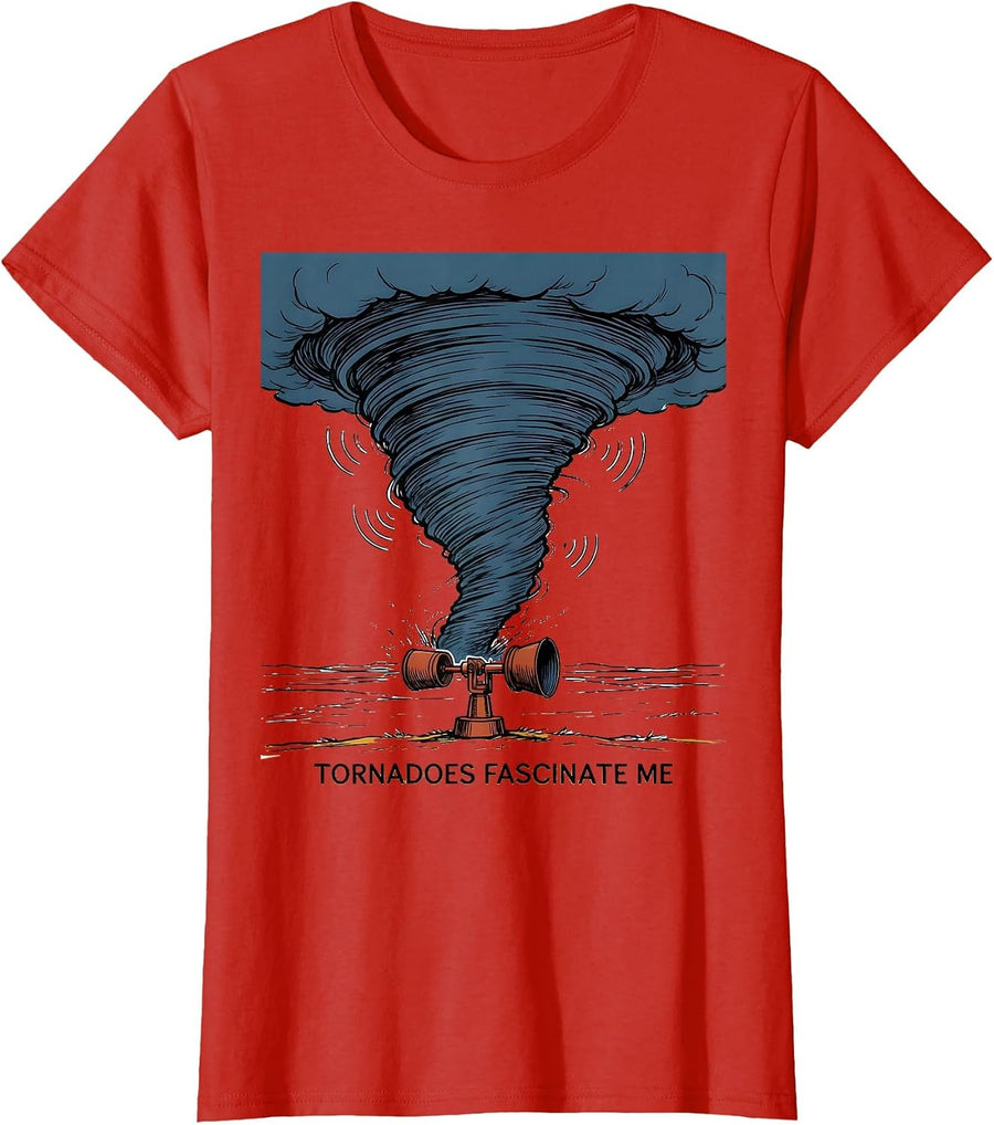 Women's Tornadoes Fascinate Me Funny Storm Chaser Meteorology Humor T-Shirt - Red