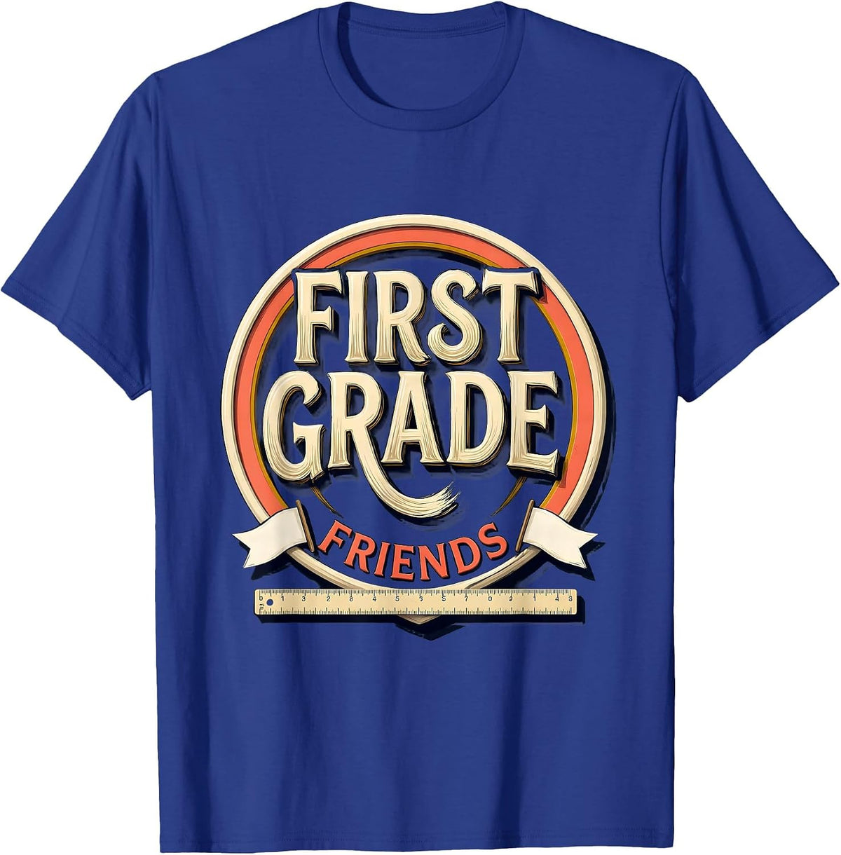 Men's First Grade Friends Playful Back to School Grade Level Team T-Shirt - Royal Blue