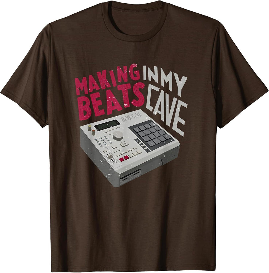MPC Drummachine Making Beats in My cave T-Shirt - Brown
