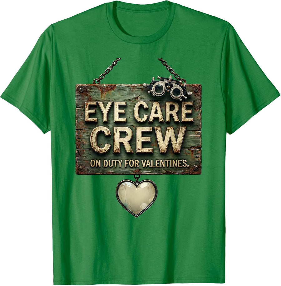 Men's Eye Care Crew On Duty For Valentines Vintage Optometrist T-Shirt - Kelly Green