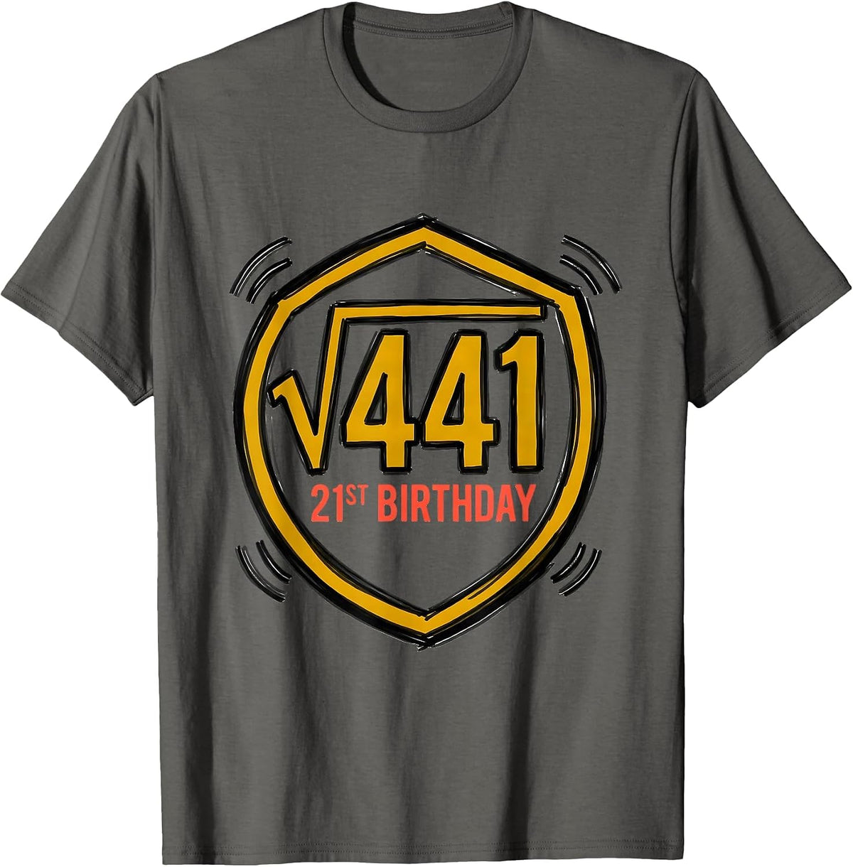 Men's √441 21st Birthday Math Humor Age 21 Birthday Gift T-Shirt - Asphalt Grey