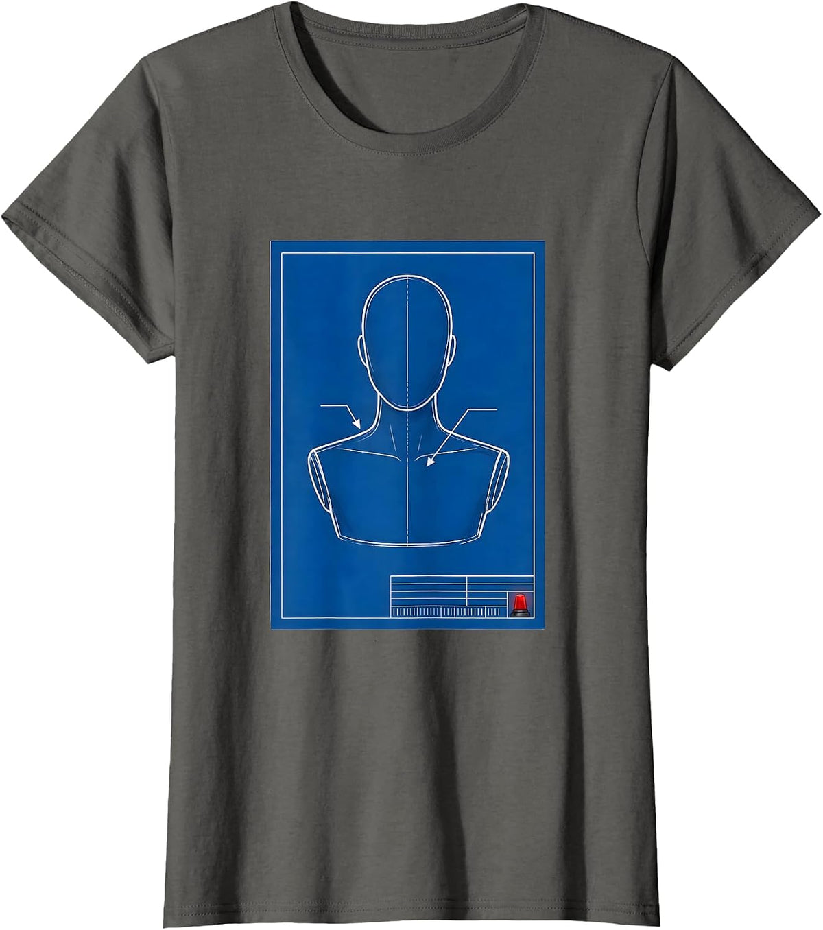Women's EMT Mannequin Gag Humor Technical Blueprint Paramedic Gift T-Shirt - Asphalt Grey