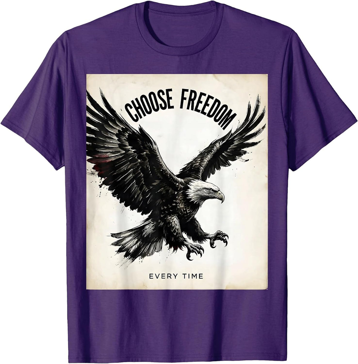 Men's Choose Freedom Every Time Bold Statement Design T-Shirt - Purple