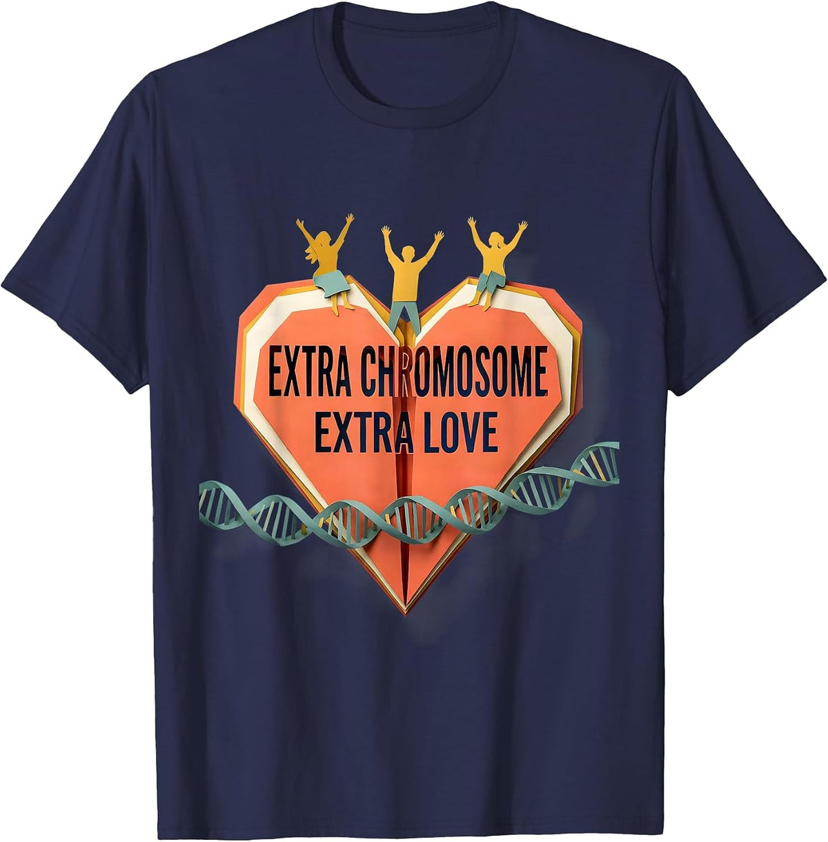 Men's Extra Chromosome Extra Love Down Syndrome Awareness T-Shirt - Navy Blue