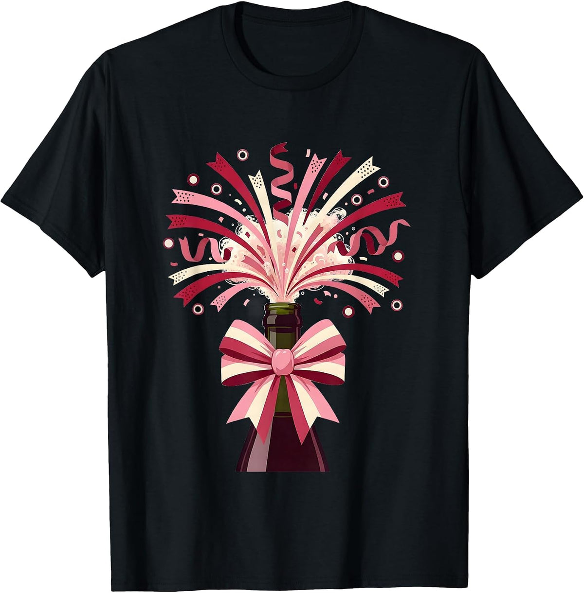 Men's 21st Birthday Champagne Explosion Confetti Design T-Shirt - Black