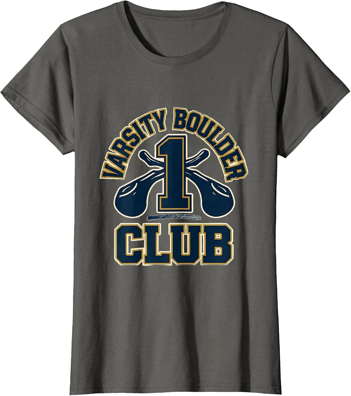 Women's Varsity Boulder Club Funny Rock Climbing Bouldering T-Shirt - Asphalt Grey