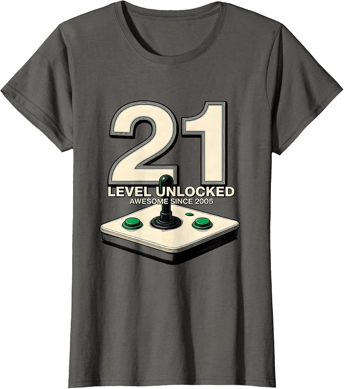 Women's Level 21 Unlocked Awesome Since 2005 21st Birthday Gaming T-Shirt - Asphalt Grey