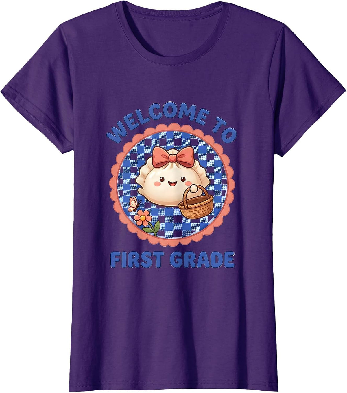 Welcome To First Grade Cute Dumpling Back to School Girl T-Shirt - Purple