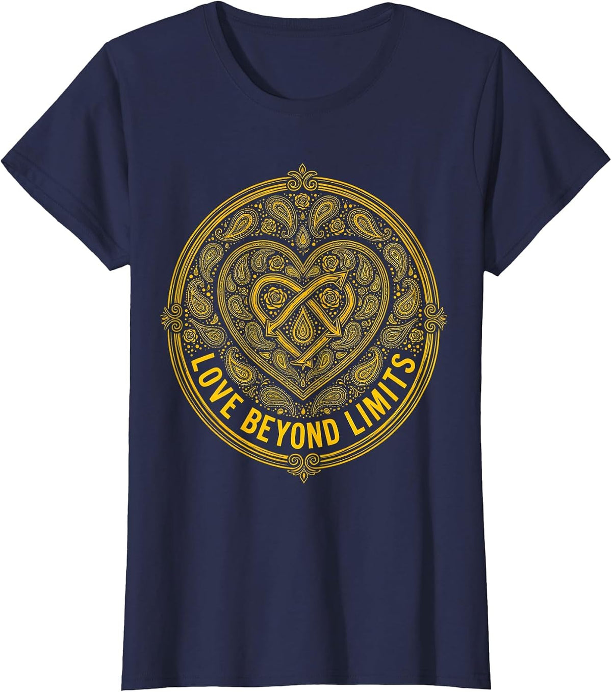 Women's Love Beyond Limits Down Syndrome Awareness Design T-Shirt - Navy Blue