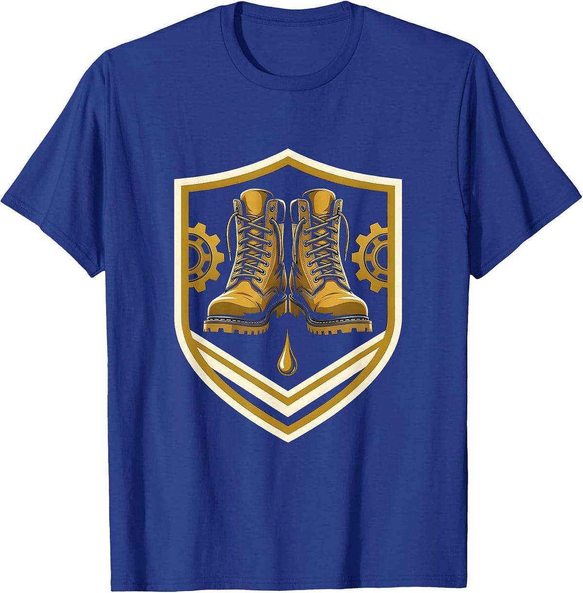 Men's Valley Forge Automotive Mechanic Boots Oil Drip T-Shirt - Royal Blue
