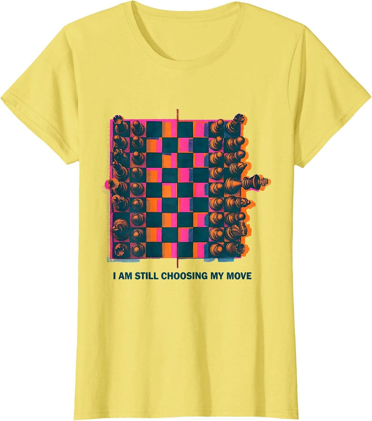 I Am Still Choosing My Move Risograph Chess Player Humor T-Shirt - Lemon Yellow