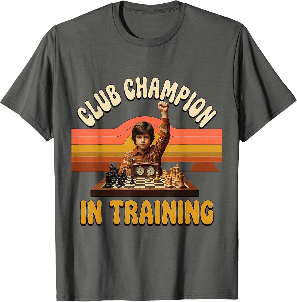 Club Champion In Training Chess Design T-Shirt - Asphalt Grey