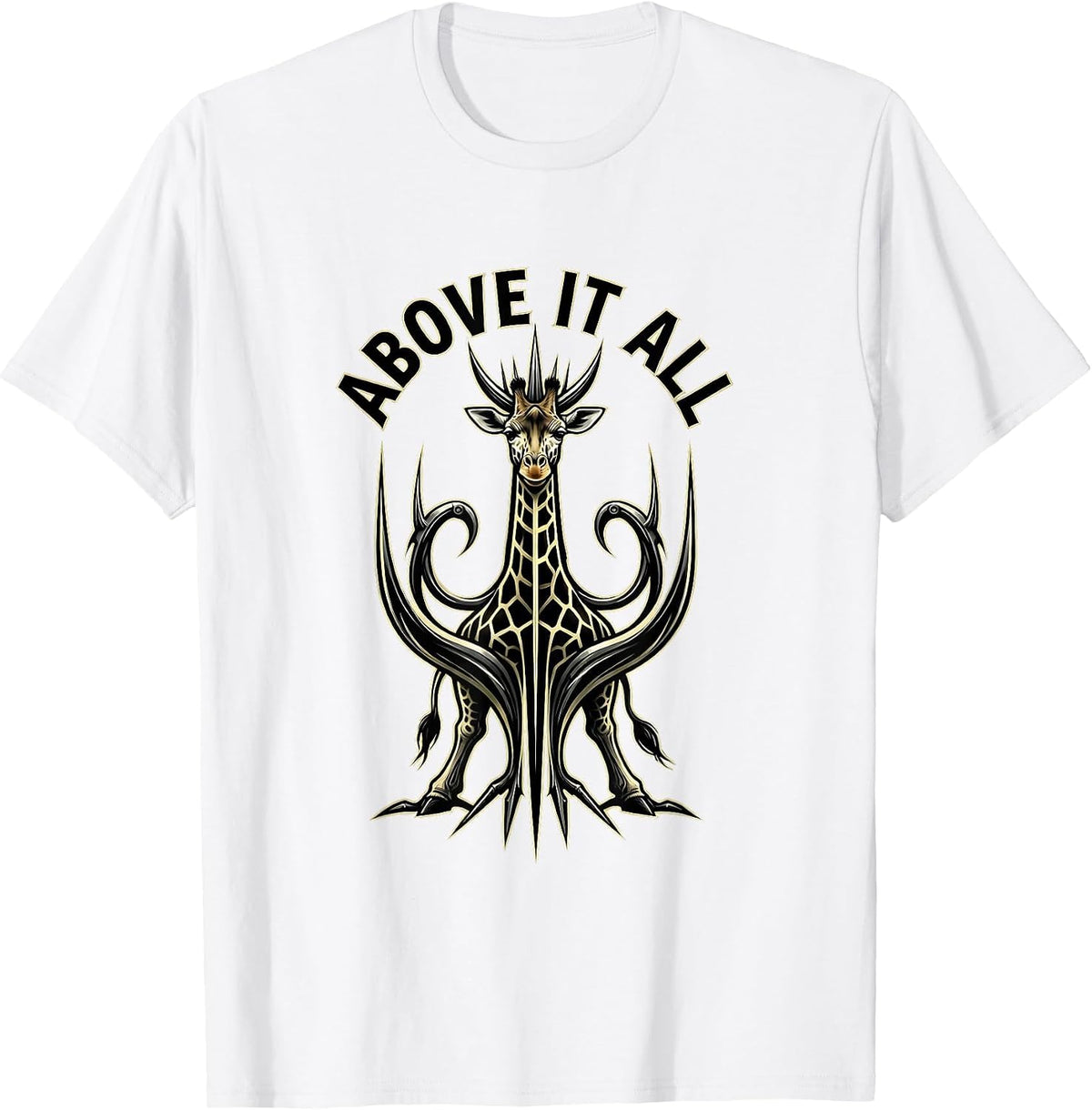Men's Above It All Giraffe Graphic Design T-Shirt - White