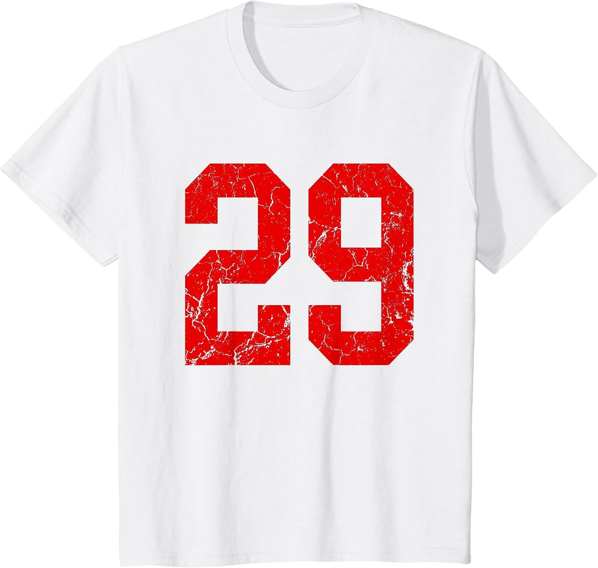 Distressed Red Number 29 Jersey Player Uniform #29 T-Shirt - White