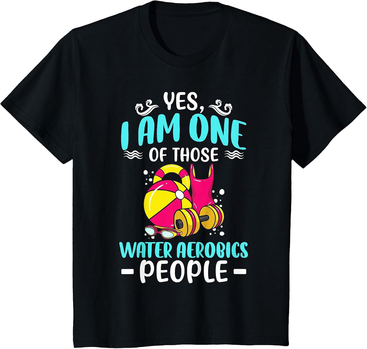 Water Aerobics Swimming Pool Workout Exercise T-Shirt - Black