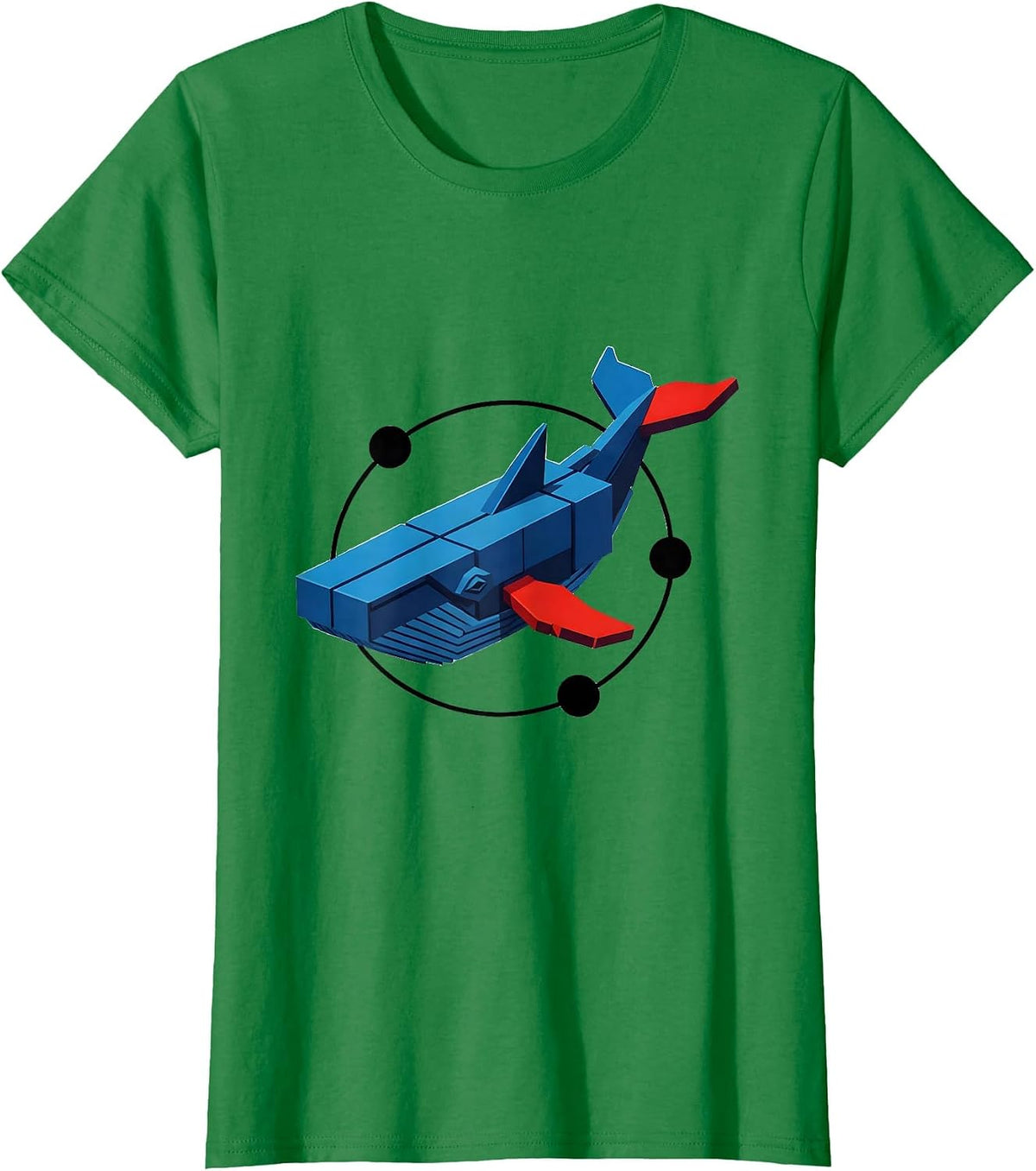 Whale Silhouette Bauhaus Modernist Ocean Animal Humor T-Shirt - Kelly Green