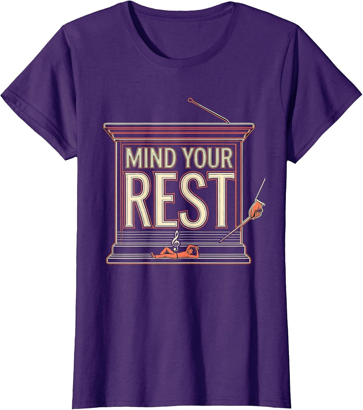 Women's Mind Your Rest Funny Music Teacher Gift Band Humor T-Shirt - Purple