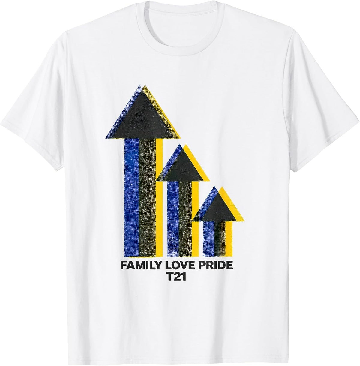 Men's Family Love Pride T21 Risograph Down Syndrome Awareness T-Shirt - White