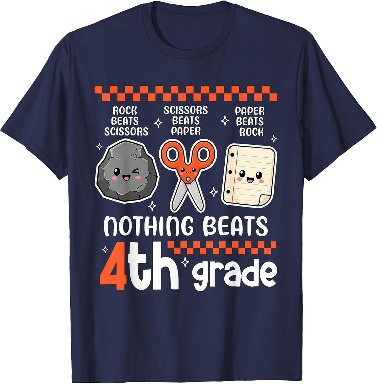 Funny Nothing Beats 4th Grade Back to School Teacher Kids T-Shirt - Navy Blue