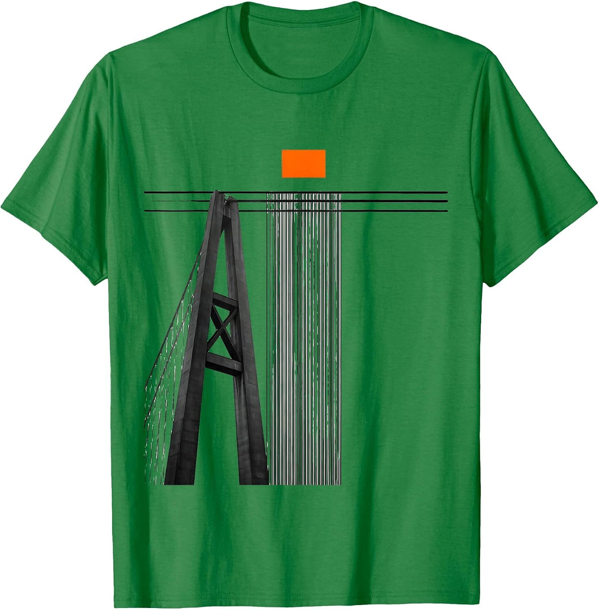 Men's Golden Gate Bridge Suspension Tower Leg Retro Souvenir T-Shirt - Kelly Green