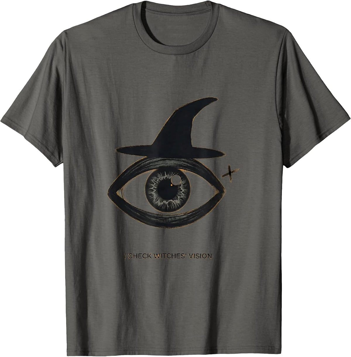 Men's I Check Witches Vision Funny Optometrist Halloween Eye T-Shirt - Asphalt Grey