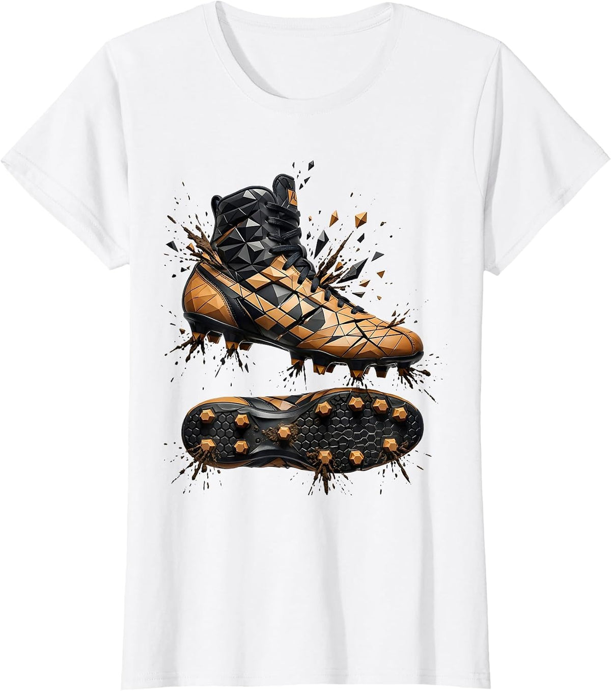 Broken Rugby Boot Muddy Studs Graphic Design T-Shirt - White