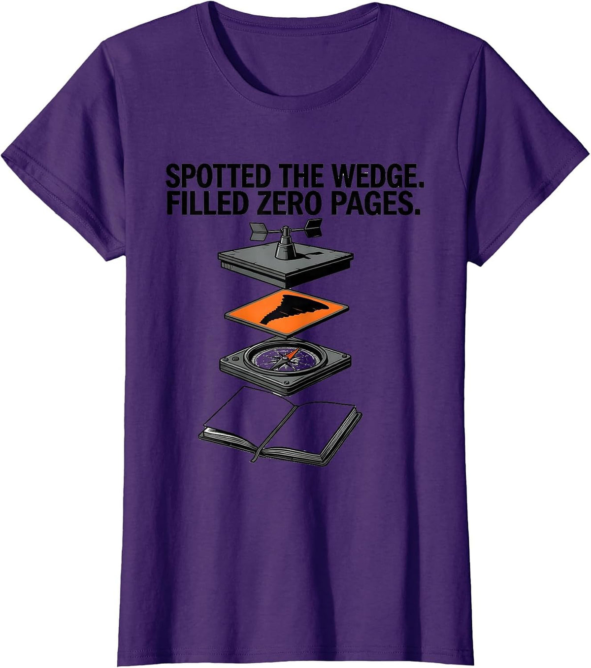 Women's Spotted The Wedge Filled Zero Pages Storm Chaser Tornado T-Shirt - Purple