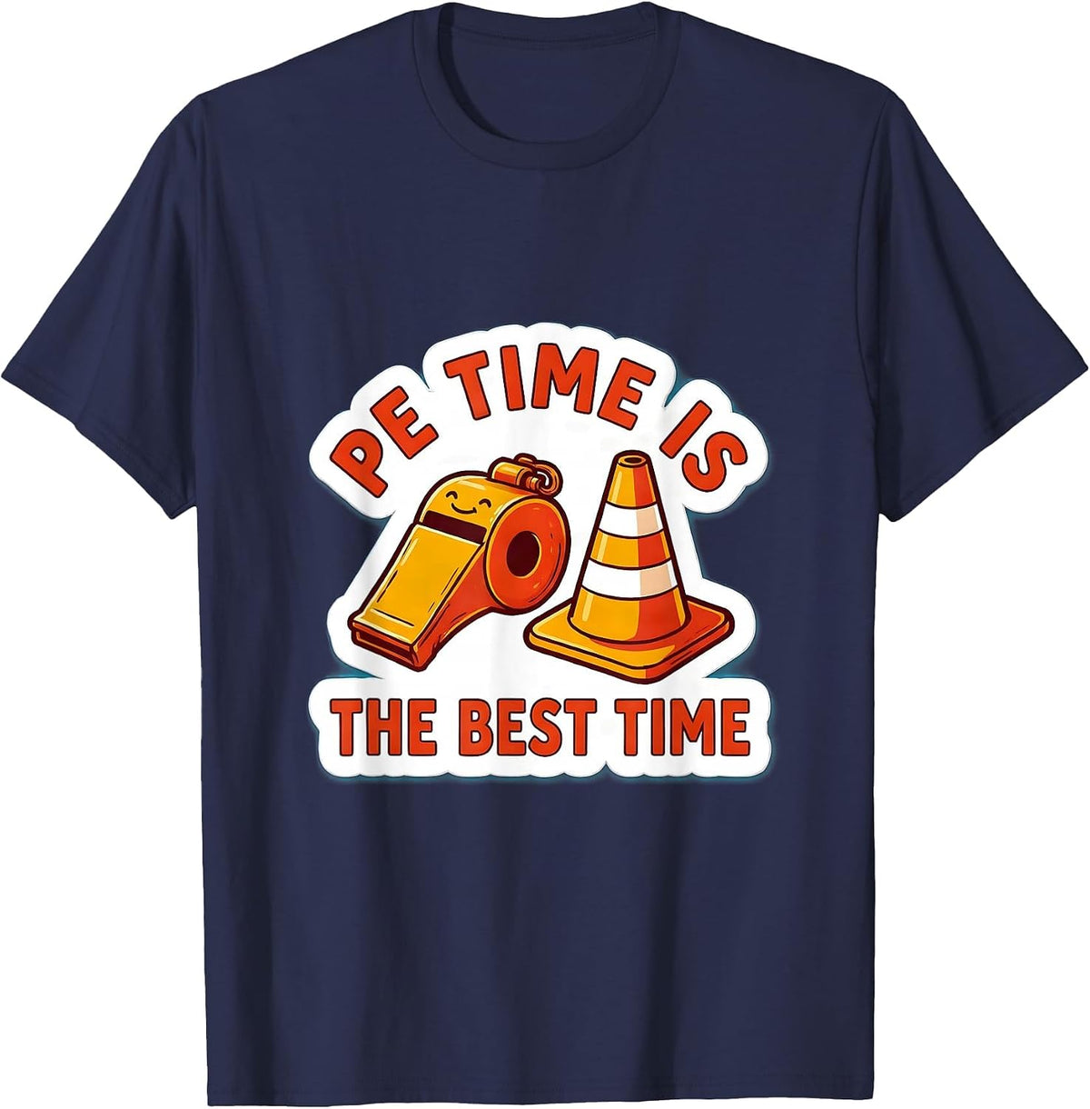 Men's PE Time Is The Best Time Funny PE Teacher Physical Education T-Shirt - Navy Blue
