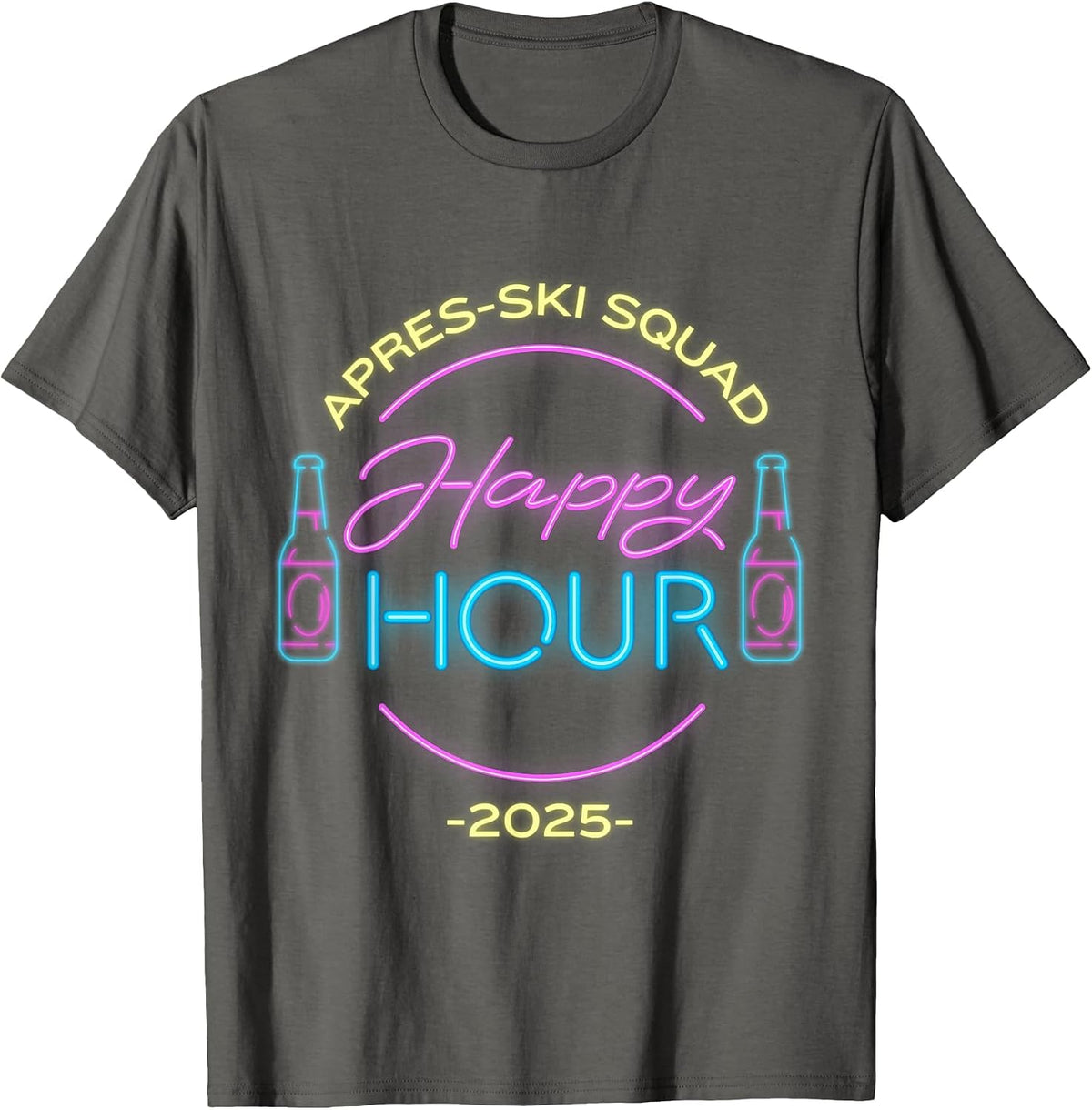 2025 Apres-Ski Squad 80's 90's Retro Happy Hour Skiing Funny T-Shirt - Asphalt Grey