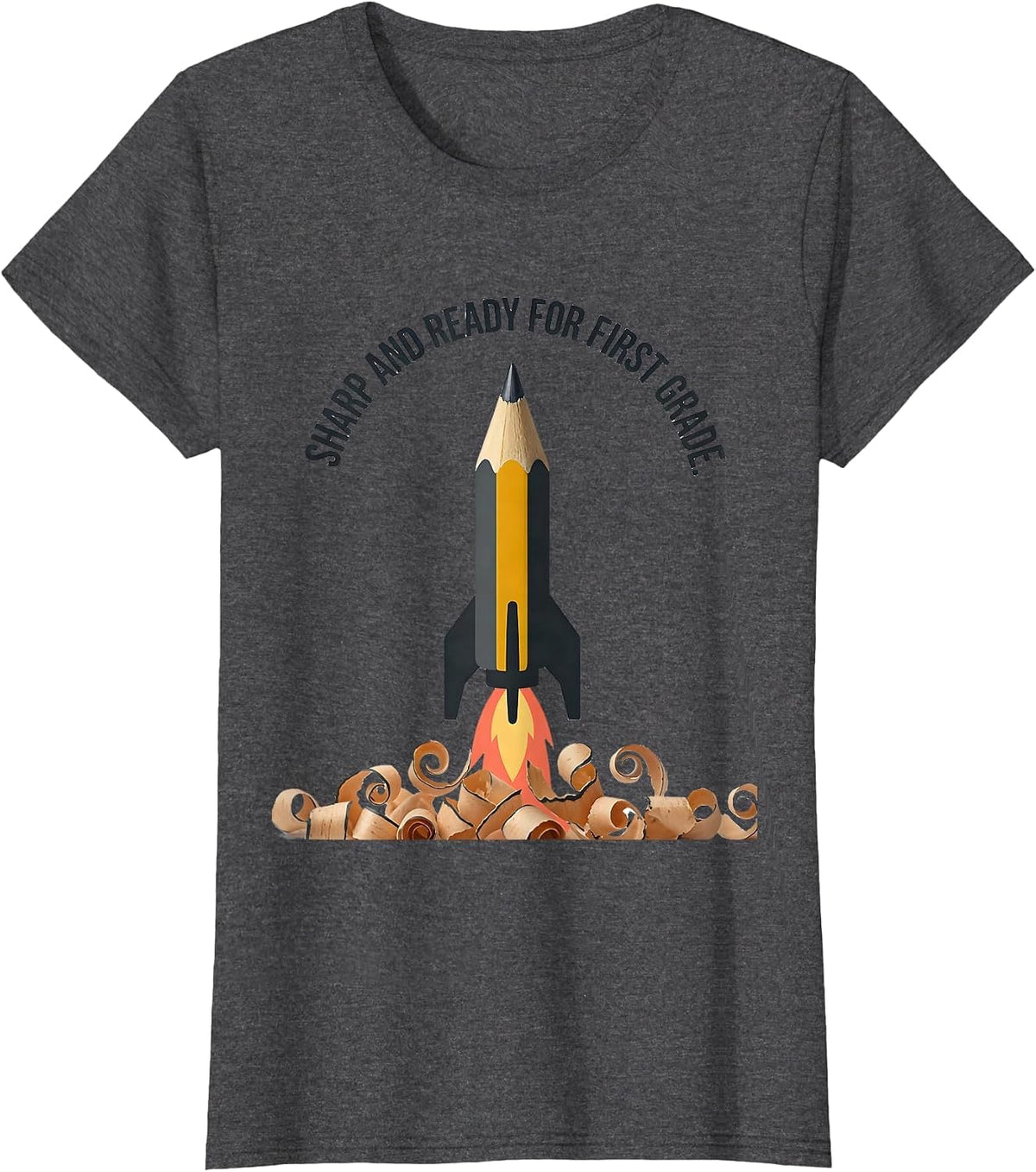 Women's Sharp And Ready For First Grade Cute Back To School Pencil T-Shirt - Dark Heather Grey
