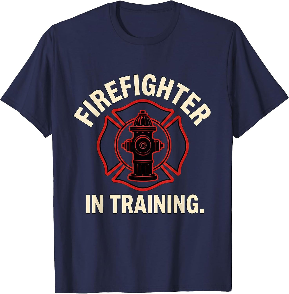 Firefighter In Training Cute Toddler Future Fireman Gift T-Shirt - Navy Blue