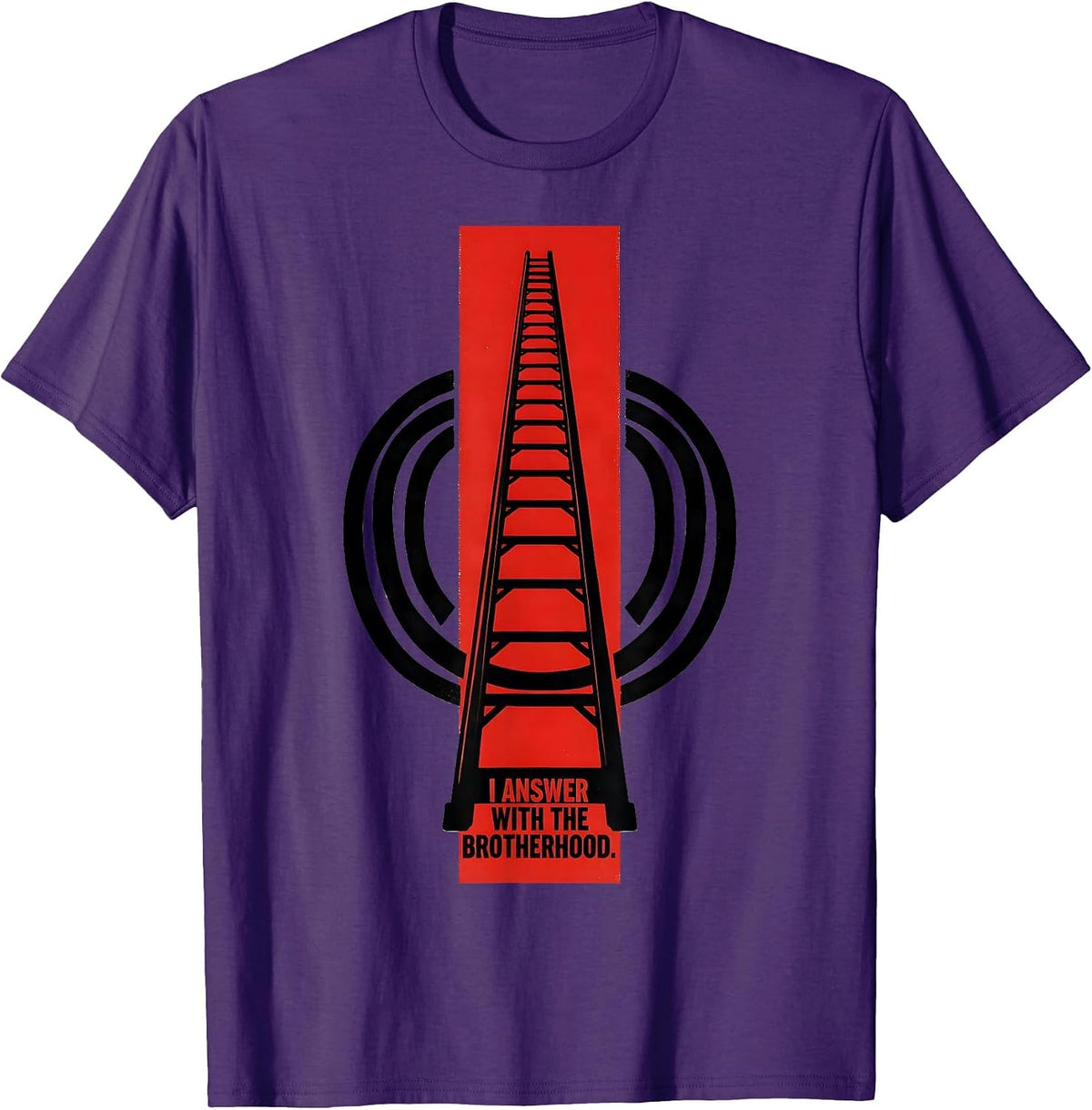 I Answer With The Brotherhood Stencil Firefighter Christmas T-Shirt - Purple