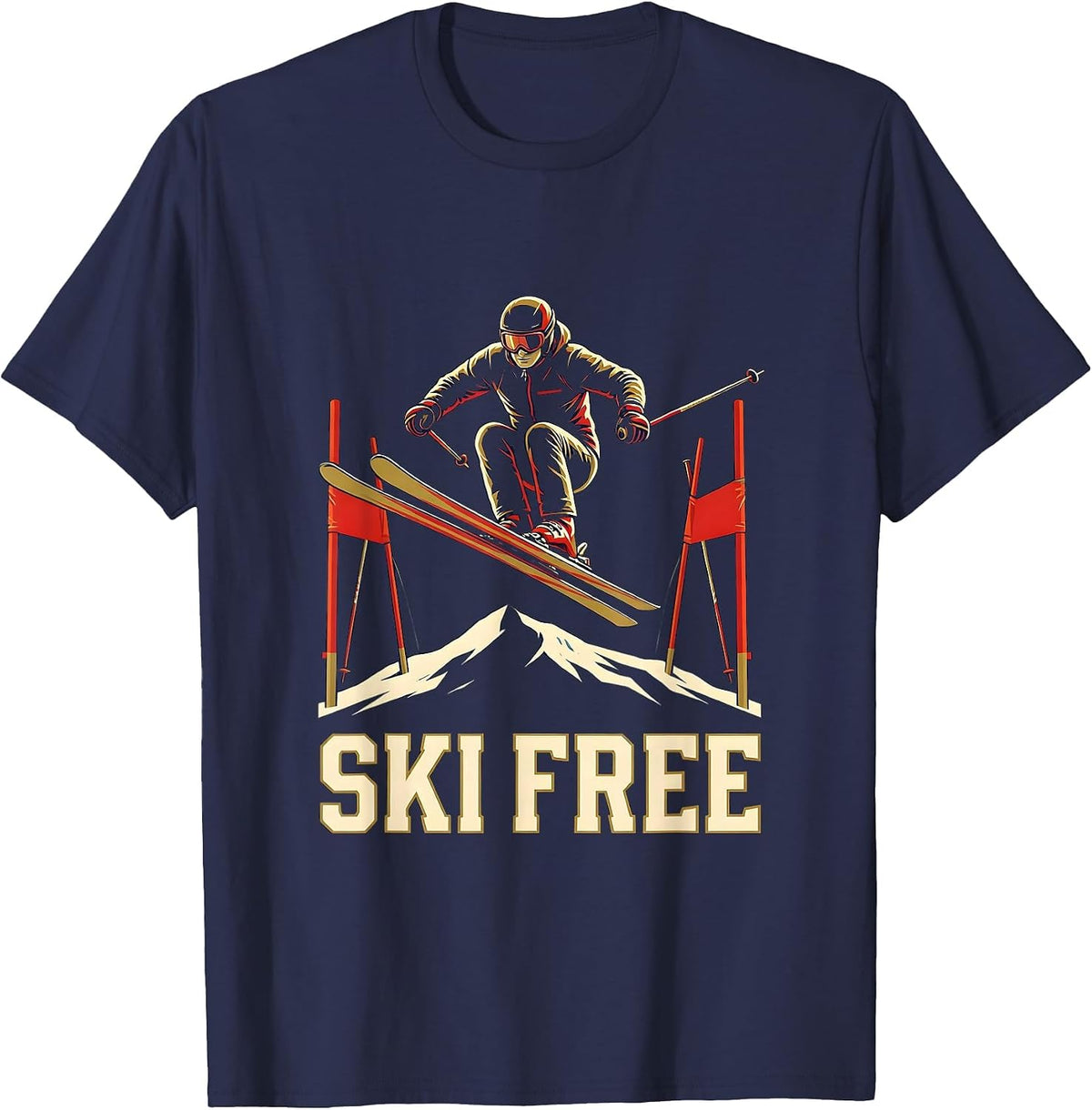 Men's Ski Free Sports Skiing Gift For Skiers Slalom T-Shirt - Navy Blue