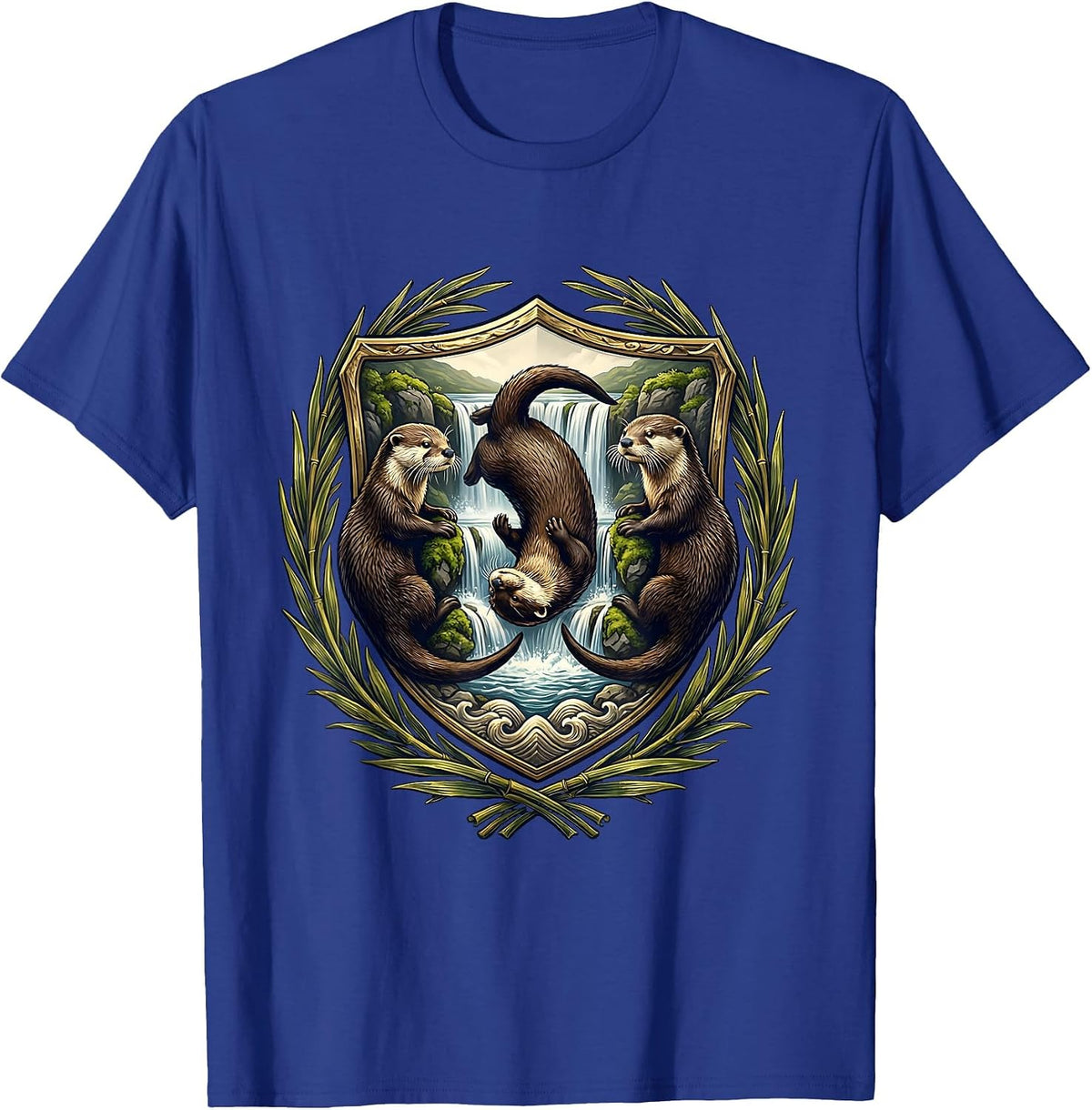 Young Wild and Three Otters Waterfall Birthday T-Shirt - Royal Blue