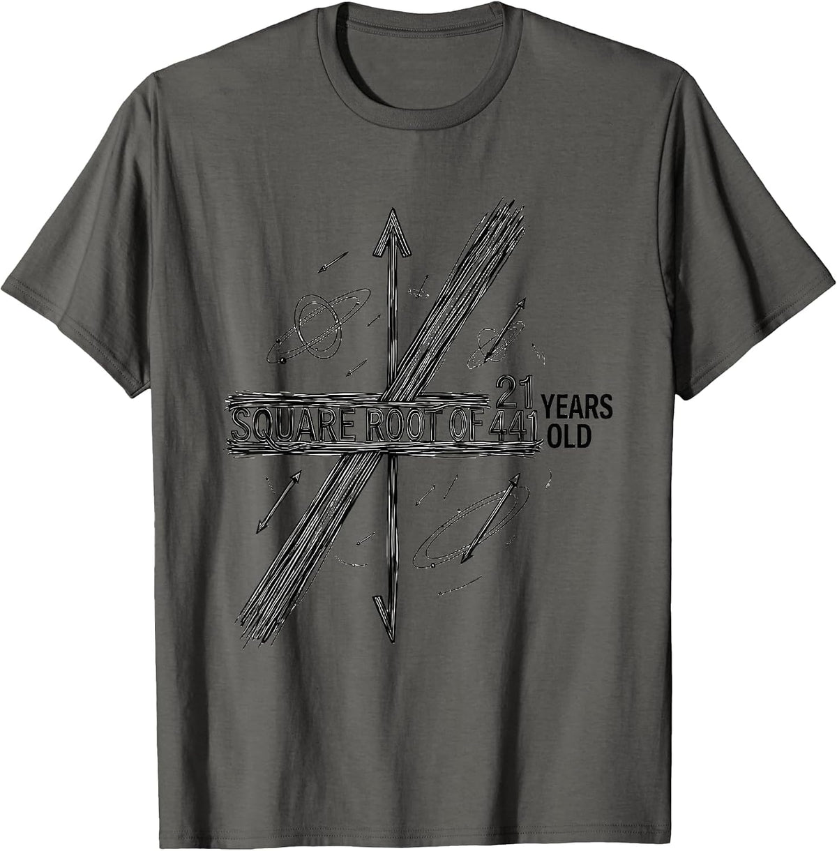 Square Root Of 441 21 Years Old Math Birthday Joke T-Shirt - Asphalt Grey