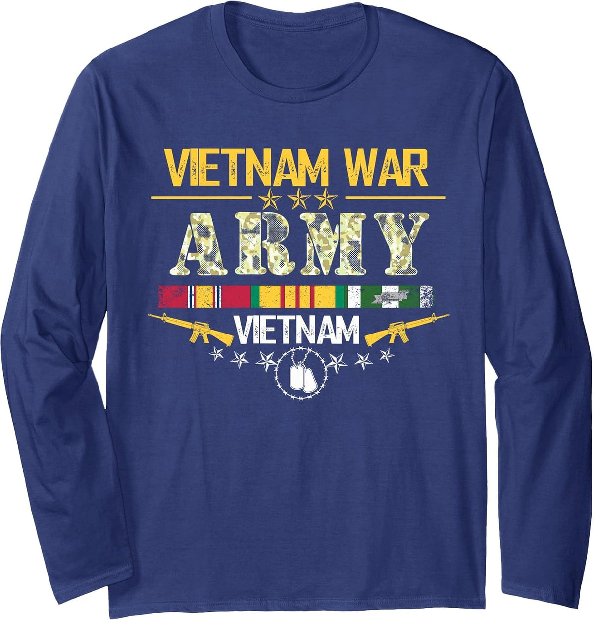 Vietnam Veteran War Army T Shirt for Those Who Served Long Sleeve T-Shirt - Adult Unisex Navy Blue