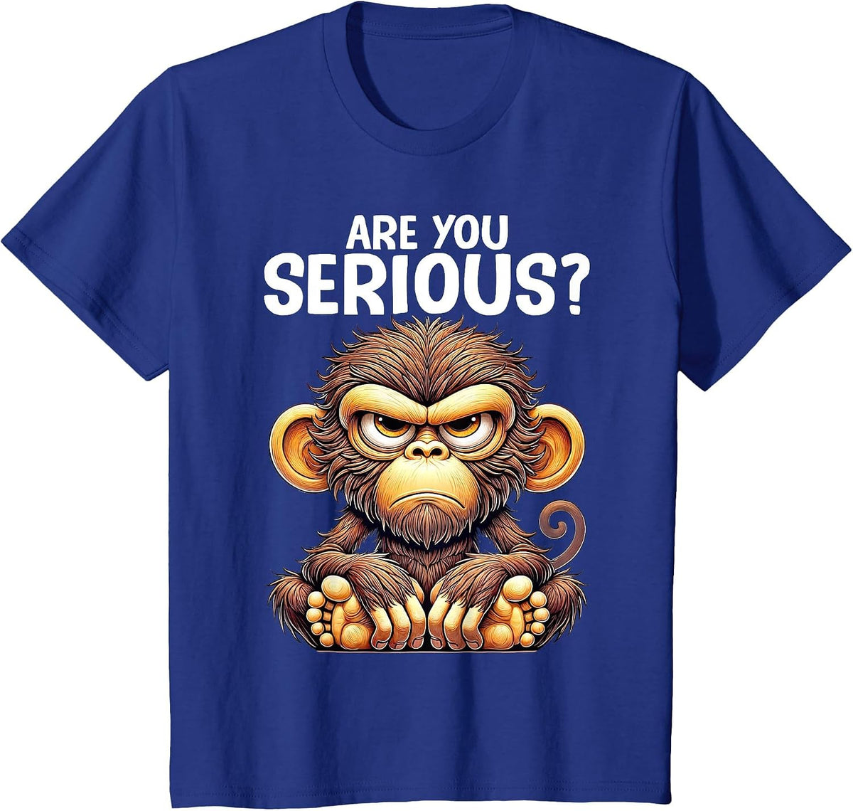 Humor are You Serious Grumpy Funny Monkey Meme T-Shirt - Royal Blue