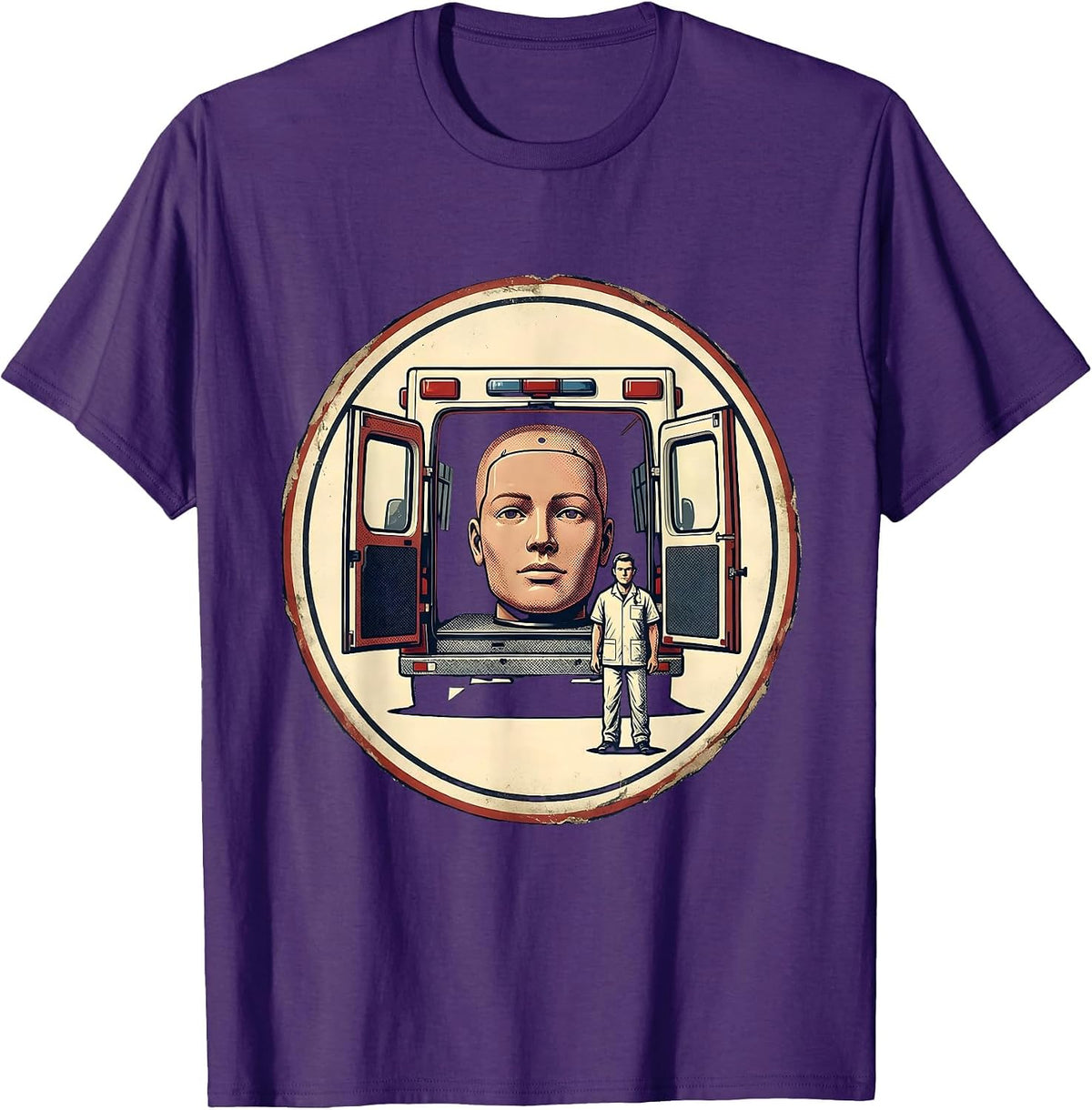 Men's Vintage EMT Badge Ambulance Paramedic Crew T-Shirt - Purple