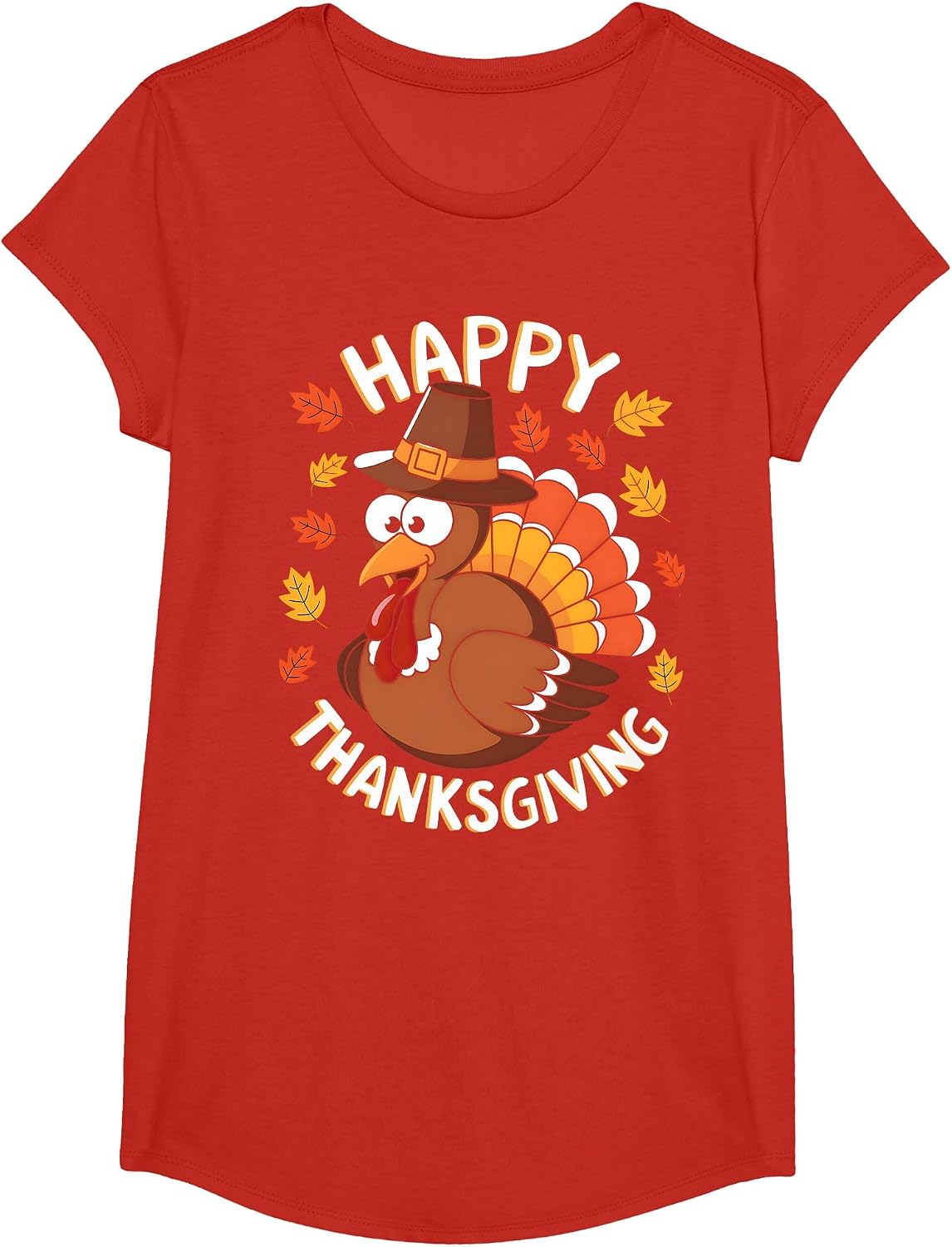 Happy Thanksgiving Funny Turkey Family Dinner Thanksgiving T-Shirt - Girls Red