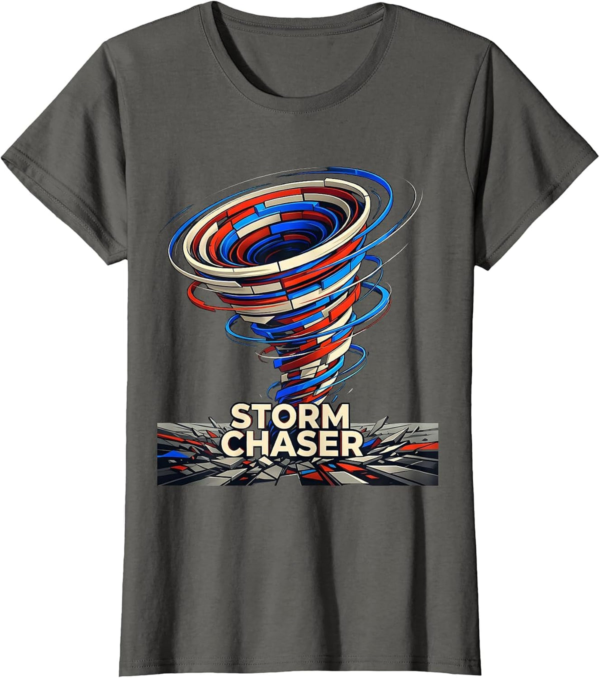 Women's Storm Chaser Futurist Dynamism Meteorology Enthusiast T-Shirt - Asphalt Grey
