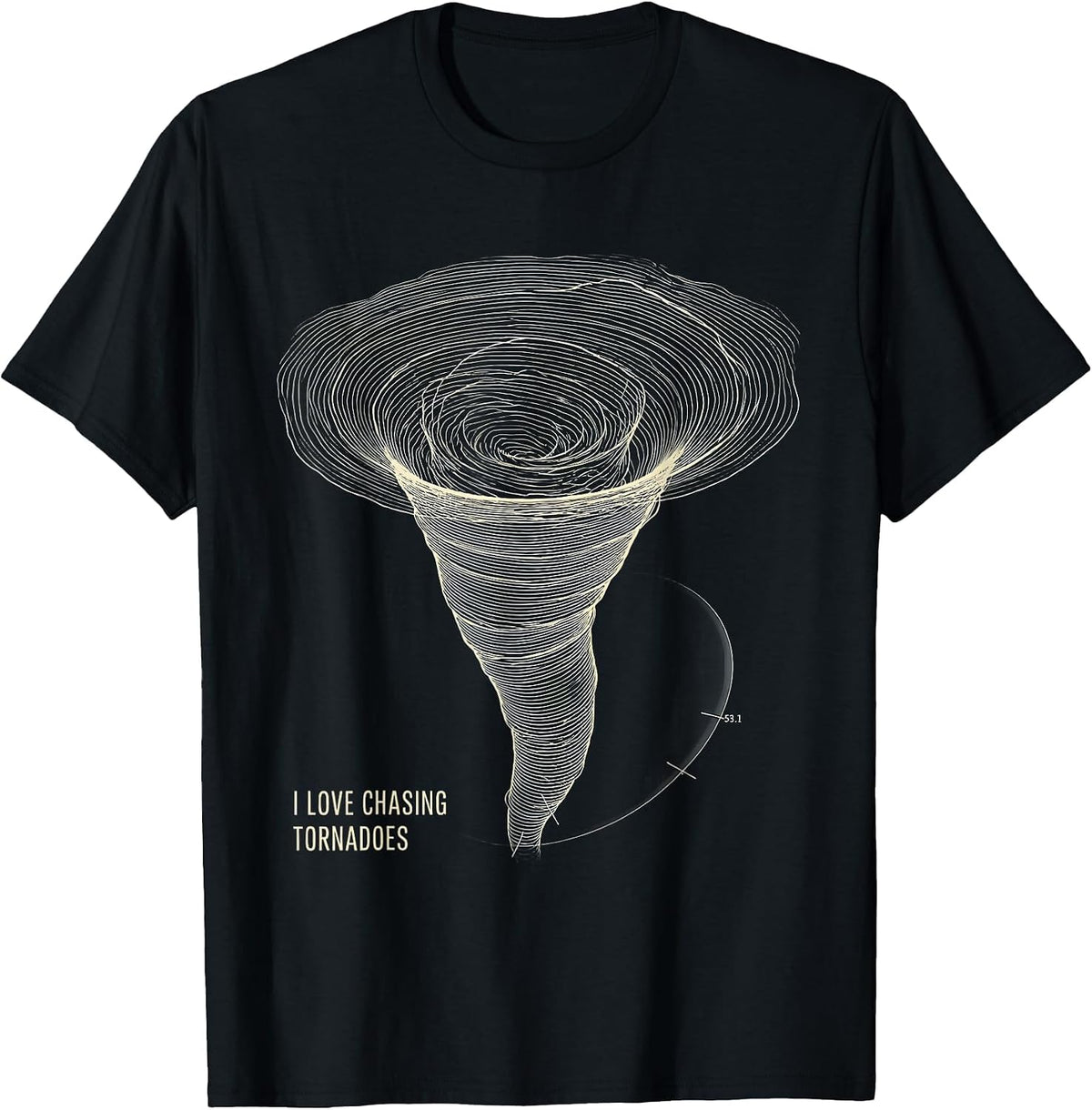Men's I Love Chasing Tornadoes Topographic Contour Storm Chaser T-Shirt - Black