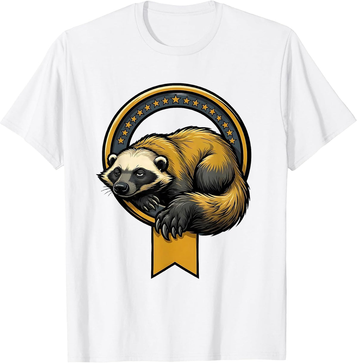 Men's Honey Badger Cartoon Humor Animal Lover Gift T-Shirt - White